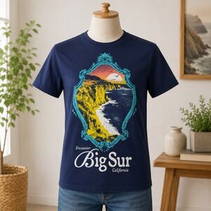 NWT Kid Dangerous Big Sur California T-Shirt Mens Small Navy Blue‎ Graphic Tee